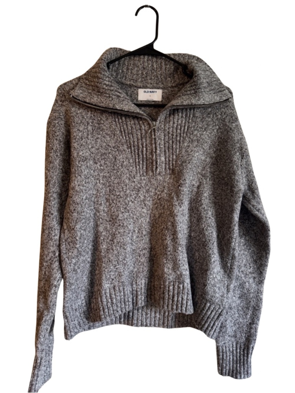 Old Navy Gray Half-Zip Funnel Neck Sweater Size M